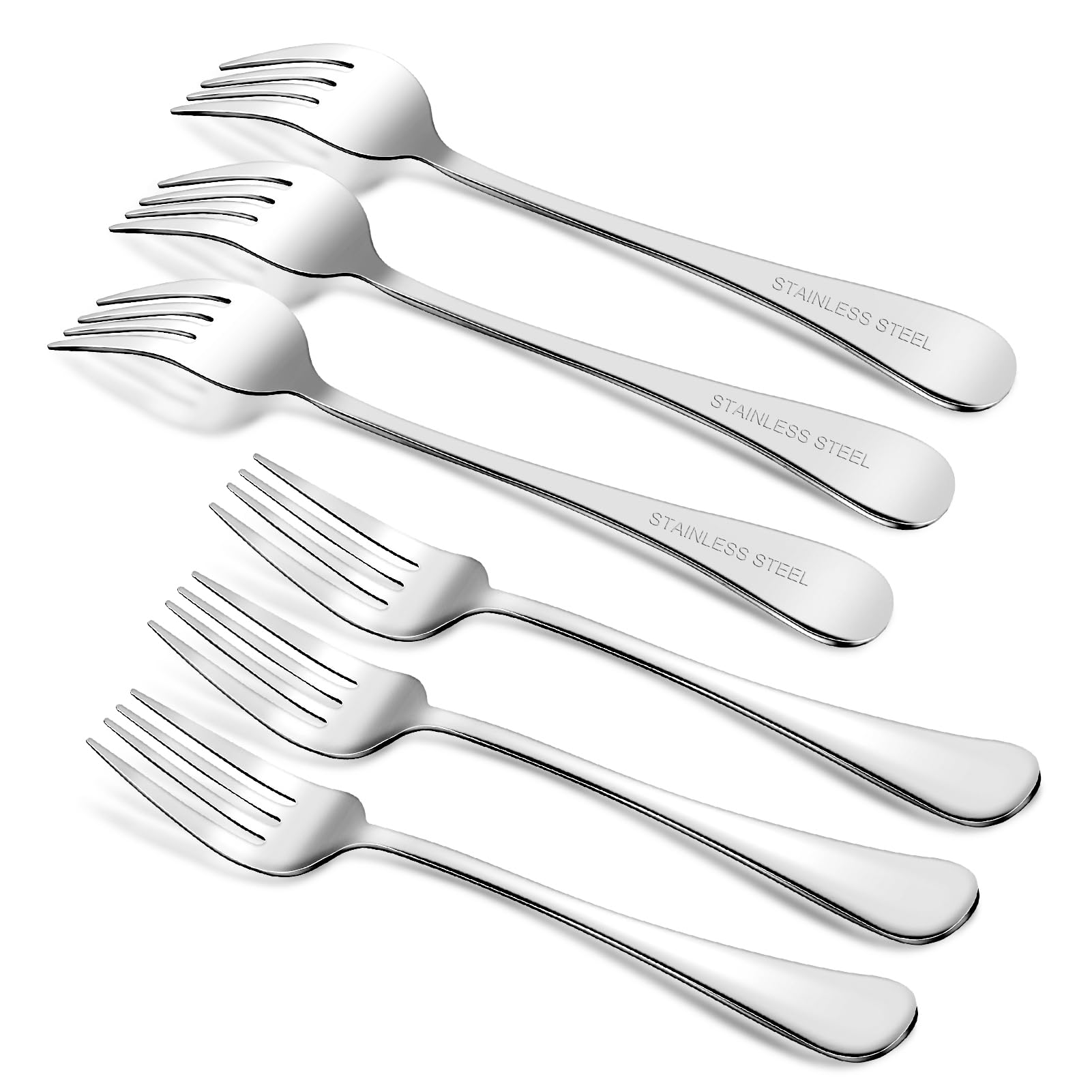 Stainless Steel Dinner Forks Set of 6, Heavy Duty Polished Cutlery for Home, Restaurants, and Events
