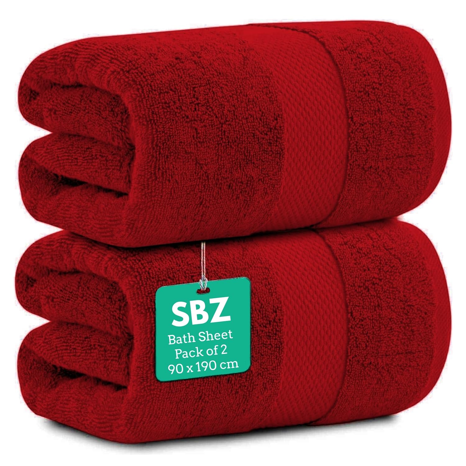 Luxury Extra Large Jumbo Bath Sheet (100% Egyptian Cotton, 600-GSM) Premium Quality Super Soft Bath Towels Set Quick Dry and Highly Absorbent Gym, Spa Towel 90 x 190 cm (2, Red)