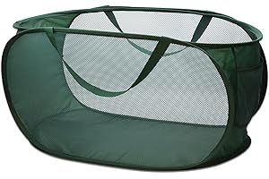 HONOMA Sturdy Mesh Laundry Hamper Basket Bag,Pop up Basket with Side Pocket for Laundry Room, Bathroom, Kids Room, College Dorm or Travel (Pop Horizontal, Emerald)