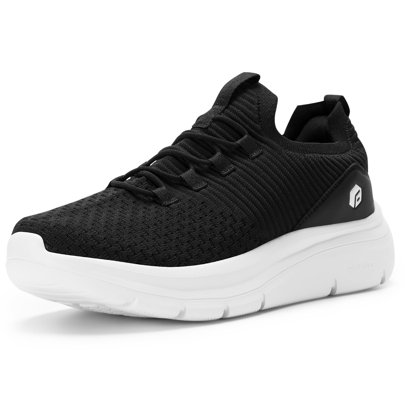 FitVille Slip On Sneakers Herren Walkingschuhe Extra Weit Sportschuhe Leichte Laufschuhe Atmungsaktive Schlüpfen Schuhe,Schwarz,43 EU,Weit