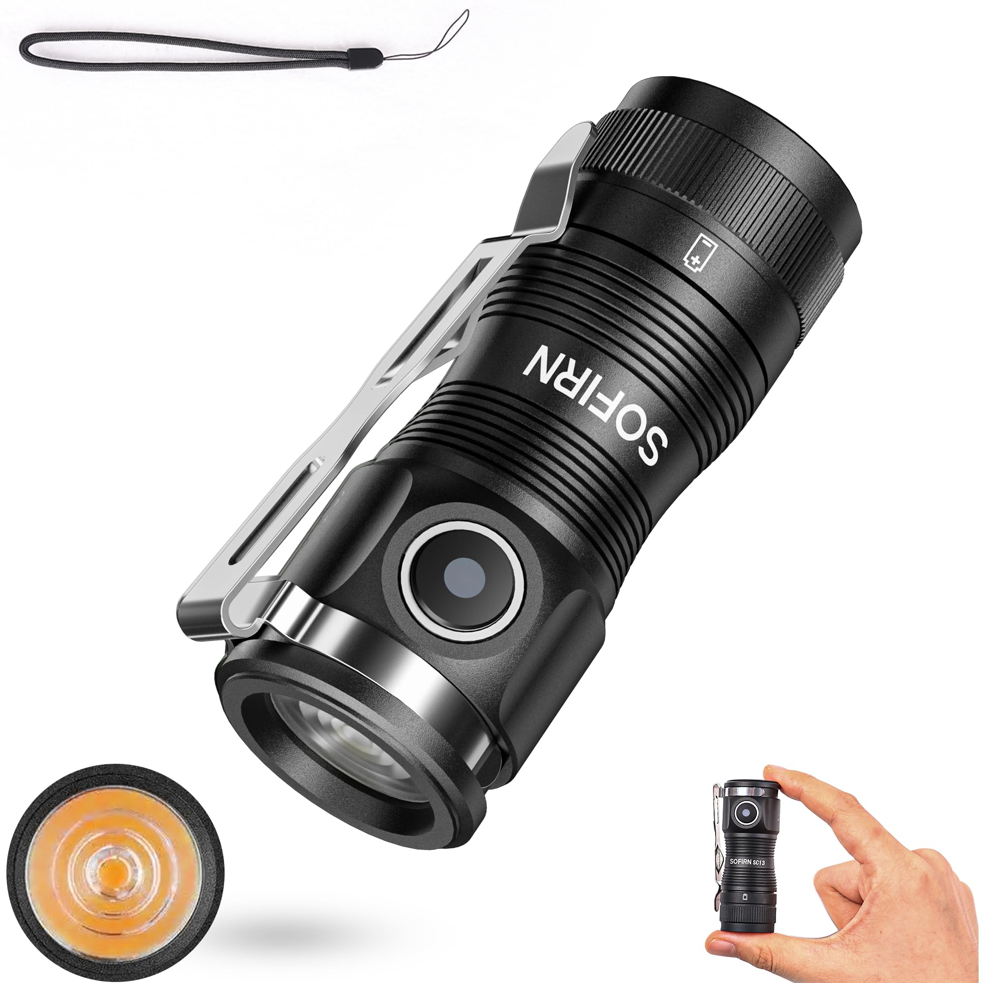 Sofirn SC13A, Small Torch with Anduril Programme, 1300LM, Pocket Torch with Range 152M, Higher Playability, More Interesting Design, IP68 Waterproof, AL6061, Mini for Camping, Hiking, Emergency