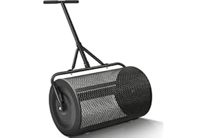 JOYSEUS 24" Compost & Peat Moss Spreader - Upgraded Heavy Duty Metal Mesh Lawn and Garden Spreader for Topdressing and Over Seedling