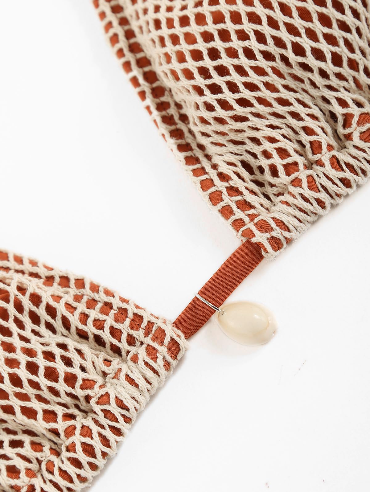 ZAFUL Women's Triangle Bikini Multiway Fishnet Tie Side Bandeau Halter String Bikini Set Two Piece Swimsuit Bathing Suits (1-Coffee, S) - Image 4