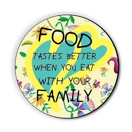 Seven Rays Fridge Magnet Food Tastes Better with Family (Multicolour)