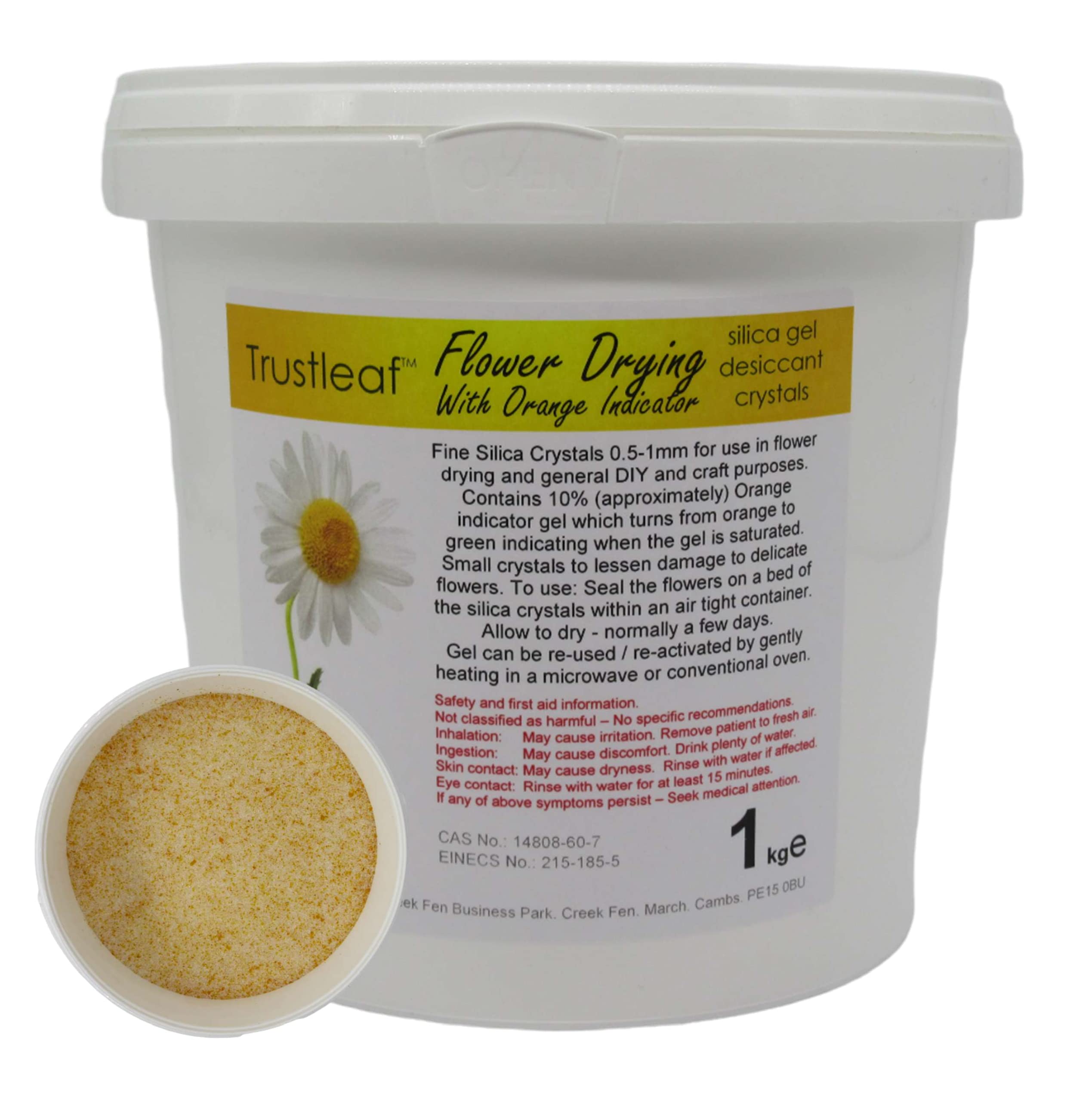 Trustleaf 1kg / 2.2lbs TUB Flower Drying Silica Gel Grains with Orange Indicator 0.5-1mm (1kg TUB - f-Oi)