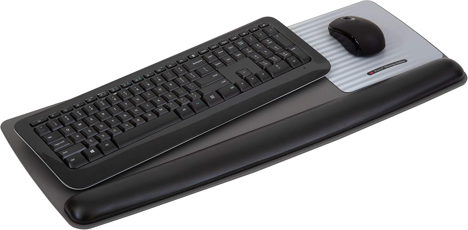 3M Gel Wrist Rest for Keyboard and Mouse with Tilt-Adjustable Platform, Soothing Gel with Durable, Easy to Clean Leatherette Cover, Precise Mouse Pad, 25.5" x 10.6", Black (WR422LE) : Computing Wrist Rests : Office Products