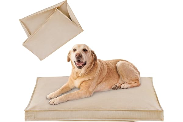VENESSCO Dog Bed Covers Replacement Washable, Waterproof Dog Bed Cover with Zipper, 44Lx32Wx3H inch Durable Oxford Pet Bed Co