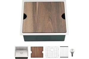 BoomHoze 21 Inch Undermount Bar Sink, 21x18 Workstation 16 Gauge Stainless Steel Undermount Outdoor Kitchen Sink for RV Wet Bar Prep Basin