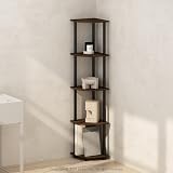 Furinno TURN-N-TUBE Corner Shelf 5-Tier Walnut 29.5W x 146.6H cm view 2