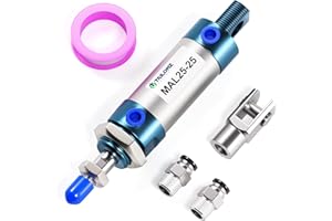 TAILONZ PNEUMATIC 25mm Bore 25mm Stroke Air Cylinder Double Action with Y Connector and 2Pcs 6mm Fitting MAL25x25