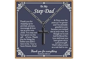 IEFLIFE Cross Necklaces Gifts for Men, Silver/Black/Gold Cross Necklace Figaro Chain for Men, Fathers Day Christmas Baptism Birthday Gifts for Dad Son Grandpa Boyfriend Husband