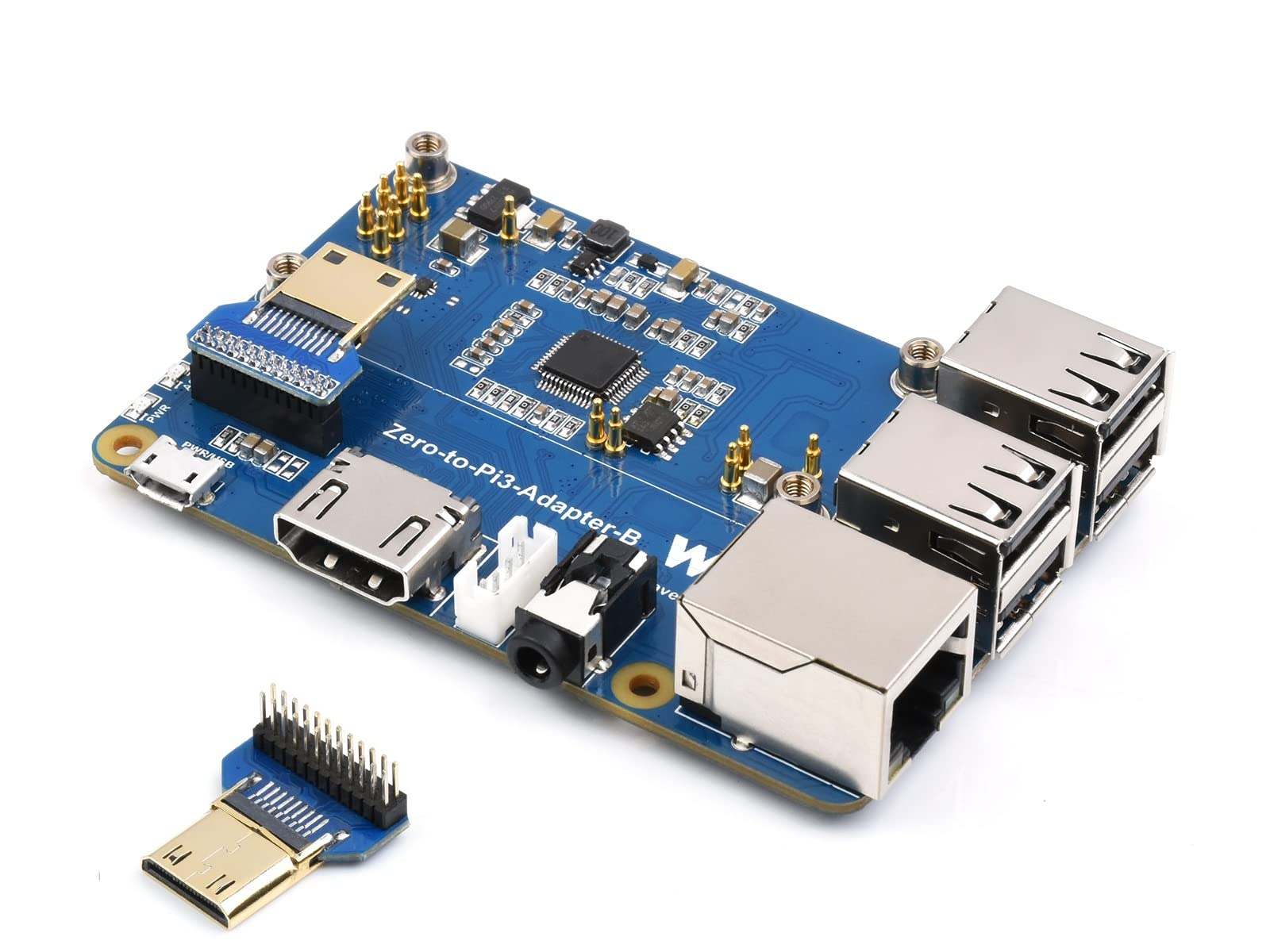 waveshare Pi Zero 2W to Raspberry Pi 3B+ B Board Adapter,Based on Raspberry Pi Zero 2W to Reproduce The Original Appearance of The 3B Series Board,Alternative Solution for Raspberry Pi 3 Model B+ B