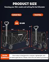 GECONLE 100L Foldable Trolley on Wheels with Drink Holders for Outdoor Use view 3