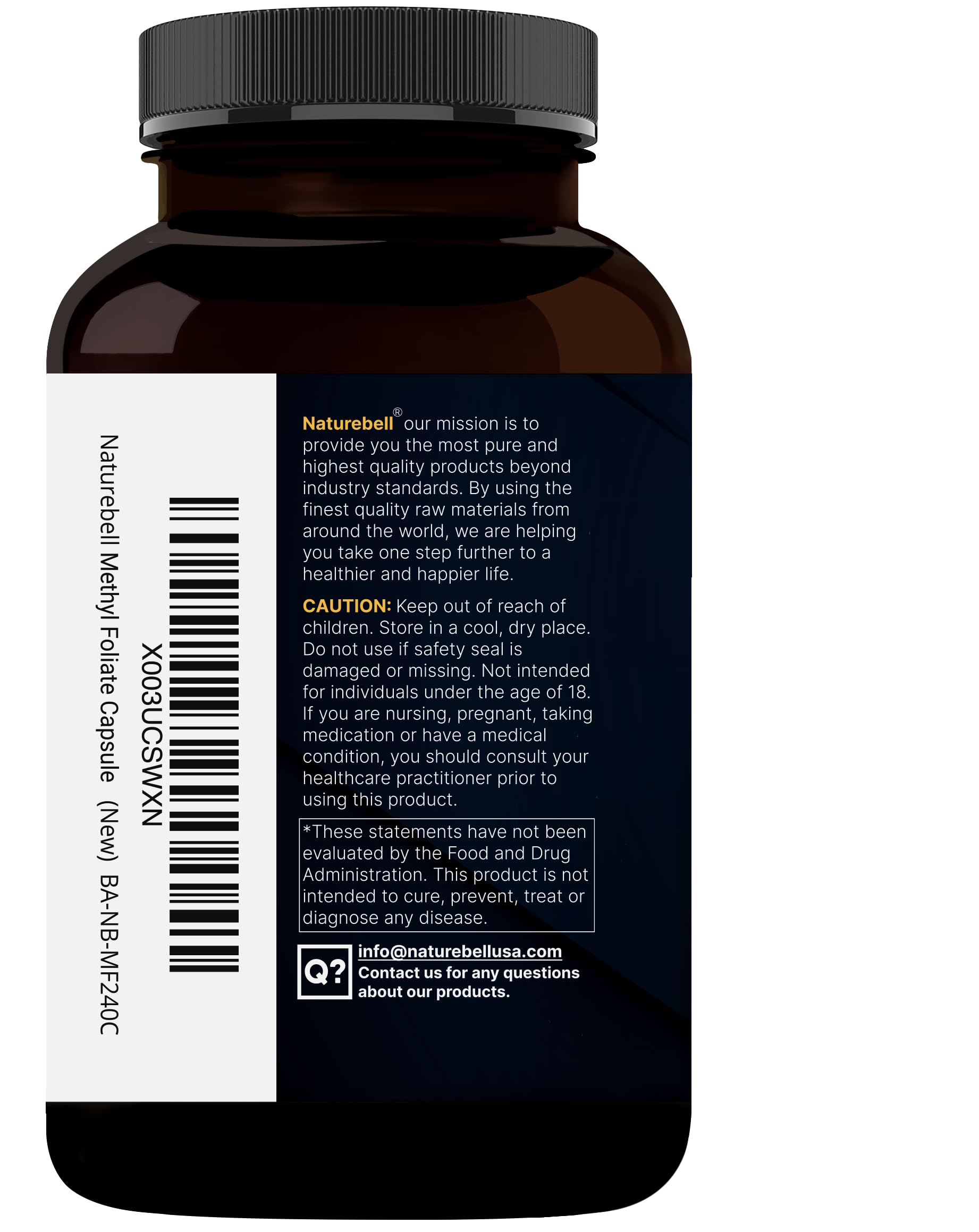 NatureBell L Methylfolate 15mg, 240 Veggie Capsules | 5-MTHF with Methyl B12 1,000mcg | High Potency Dual Action for Energy & Cognitive Support, Active Folic Acid – Methyl Folate Supplement