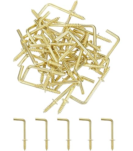 20 Pack L-Shaped Right Angle Screw Hooks - Heavy Duty Hanging Hooks For Home & Garden