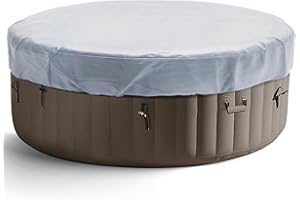 AURRAGIY Round Hot Tub Cover 420D Polyester Waterproof Spa Covers for Hot Tub Replacement Outdoor Patio Hot Tub Protector (Grey, 79" Dx12 H)