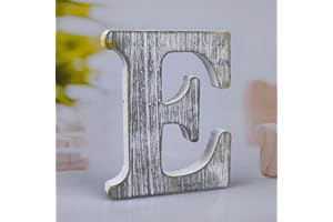 WOODOUNAI 6 Inch Wood Letters Unfinished Rustic Wood Letters for Wall Decor Decorative Standing Letters Slices Sign Board Decoration for Craft Home Party Projects (E)