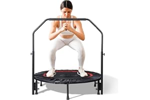 TUKIMA YESUNEED Mini Exercise Trampoline Foldable Fitness Trampoline 40" with Adjustable Foam Handle Load-bearing 330lbs Fitness Rebounder for Adults Indoor Outdoor Workout