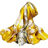 Aufeel Fashion Scarves 100% Satin Silk Scarf Long Lightweight Sunscreen Shawls Wraps for Women Hair Scarves