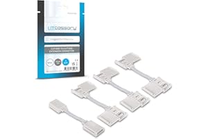 Litcessory Cut-End to Cut-End Extension Connector for Philips Hue/Solo Lightstrip (2in, 4 Pack, White - Micro 6-PIN V4 / Solo Lightstrip)