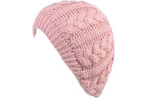 BE YOUR OWN STYLE BYOS Womens Winter Cozy Cable Fleece Lined Knit Beret Beanie Hat (Set Available)