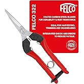 Felco F322 Pruning Snips &ndash; 9.84" Garden Clippers with Curved Blade &amp; Rounded Tip | Pruning Shears for Gardening | Garden Snips and Pruners with Carbon Steel Blade, Sap Groove
