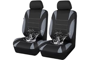 CAR PASS Waterproof Car Seat Covers Front Seats Only with 5mm Composite EVA, Neoprene Car Seat Cover with Separate Headrest Cover, Quick Setup Universal Fit for Car SUV Trucks,Airbag Compatible（Gray