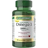 Nature's Bounty Omega 3, Plant-Based Omega 3 Fatty Acid Supplement, 520mg, Supports Whole Body Health Including Heart, Skin, Joint, 30 Vegetarian Softgels, Fish Oil Alternative