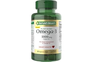 Nature's Bounty Omega 3, Plant-Based Omega 3 Fatty Acid Supplement, 520mg, Supports Whole Body Health Including Heart, Skin, Joint, 30 Vegetarian Softgels, Fish Oil Alternative