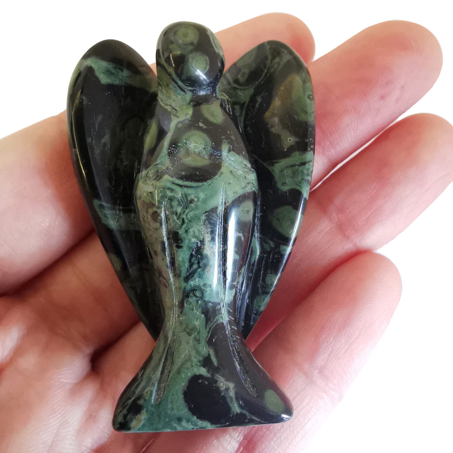 Lovionus89 Natural Kambaba Jasper Guardian Angel Statue, 5cm Hand Carved Stone Healing Crystal Bag Figurines Decoration
