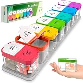 Extra Large Pill Organizer &ndash; Weekly Pill Box 7 Day AM PM for Big Vitamins &amp; Supplements, Large Capacity Medication Dispenser with 7 Detachable Compartments, XL Pill Organizer 2 Times a Day