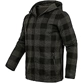 Xsylxgc Fleece Jacket Men Plaid Hoodies Zip Up Fall Sweatshirts Jacket
