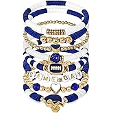 HWQVA Game Day Bracelet for Women, Stackable Football Charm Bangle Jewelry for Fans & Football Moms, Sports Team Accessories Gift
