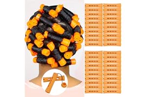 YOROSTAR 40pcs Cold Wave Perm Rods Set for Women's Long & Short Natural Hair - Plastic Orange Rollers for Curling and DIY Hairdressing