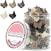 JASVERLIN Matte Butterfly Hair Clips for Girls, 90s Cute Mini Claw Clips for Toddler Kids, Small Tiny Y2k Rave Hair Styling Accessories 2000s Festival Outfits 50 Pcs (Neutrals)