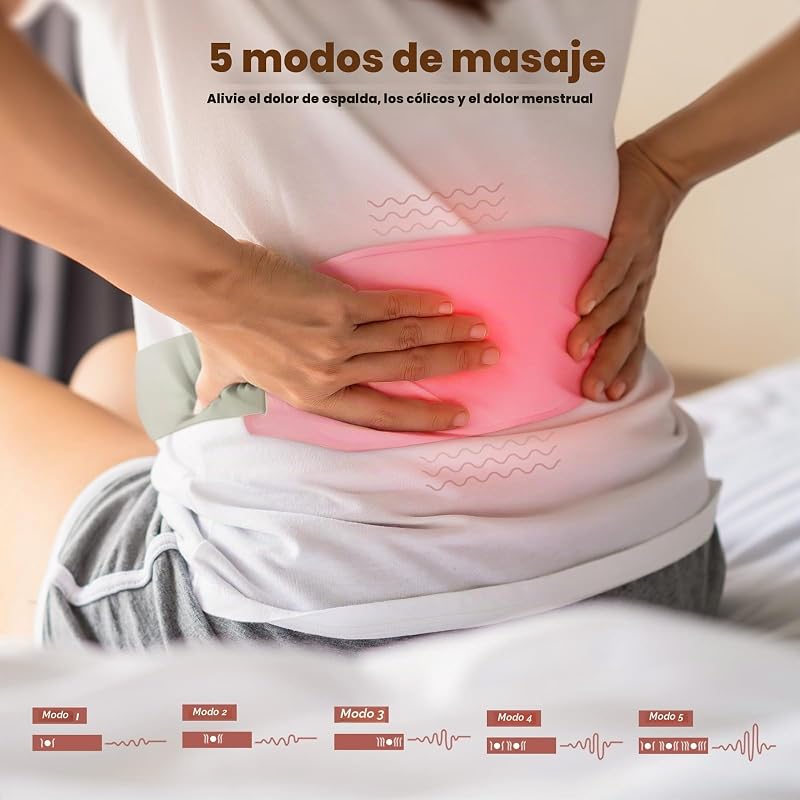 Almohadilla Térmica Menstrual, Cinturón Térmico para Menstruación con 3 Niveles de Calor, USB Recargable y Lavable, Almohadilla Térmica Eléctrica para Período Menstrual Alivio del Dolor de Espalda