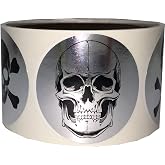 Silver Skull and Crossbones Circle Dot Stickers, 2 Inch Round, 100 Labels on a Roll
