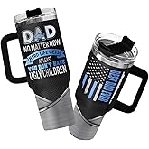 34HD Funny Dad Tumbler 40oz with Handle & Straw, Best Dad Ever Insulated Travel Coffee Mug, Special Cup for Father's Day, Appreciation Birthday Present to Papa, Men & Husband