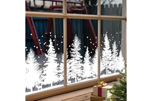 AugustknowUStatic Cling Window Decal Featuring Winter Snowflake and Deer Scene, UV Protective Film for Use on Glass in Reside