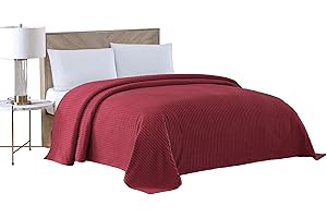 Beatrice Home Fashions Channel Chenille Bedspread, Full, Burgundy