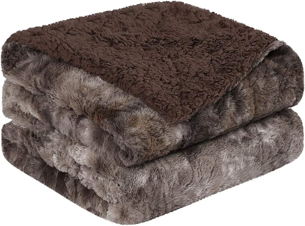 PiccoCasa Luxury Shaggy Faux Fur Blanket Twin Size, Soft Warm Reversible Tie-dye Throw Blanket for Sofa Couch and Bed