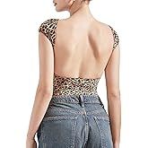 SUUKSESS Women Backless Sexy Going Out Tops Double Lined Open Back Y2k Basic Tee Shirts