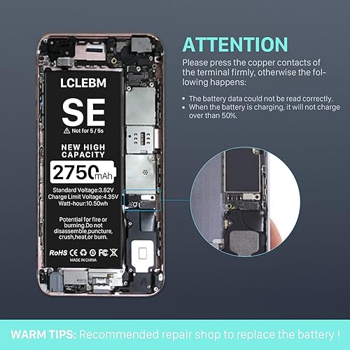 LCLEBM 2750mah Battery for iPhone SE 2016 1st Generation, High