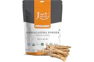 JUST JAIVIK 100% Organic Ashwagandha Powder- Withania Somnifera- USDA Certified Organic- 227g (0.5 LB) 8 oz - Ayurvedic Herbal Supplement That Promotes Vitality & Strength - Support for Stress-free Living
