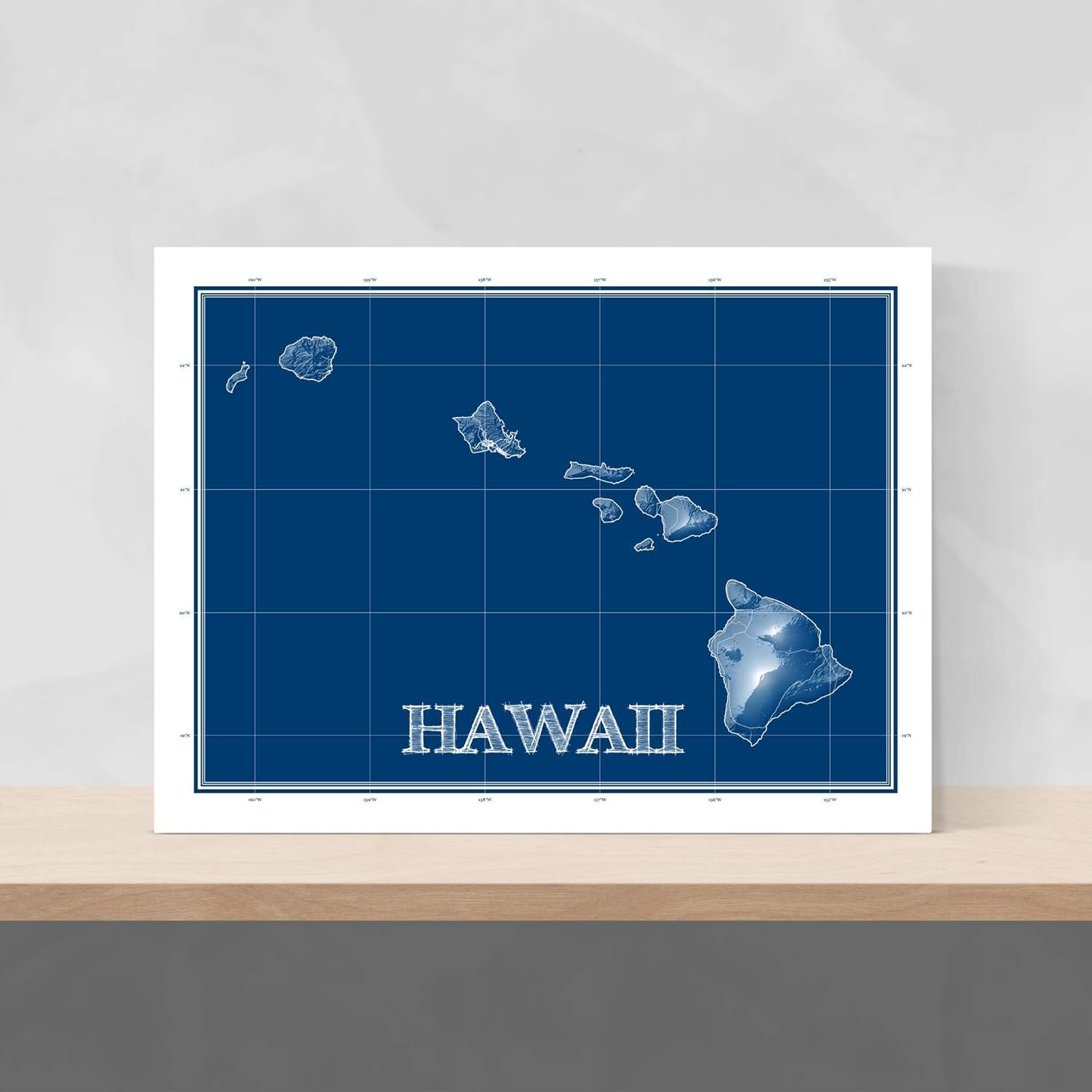 Amazon Com Hawaii Map Wall Art Print 8x10 Hawaii Wall Decor Blueprint Handmade Patent Print Hawaiian Island Art Poster 24x36 Hawaii Gifts By Maps As Art Handmade