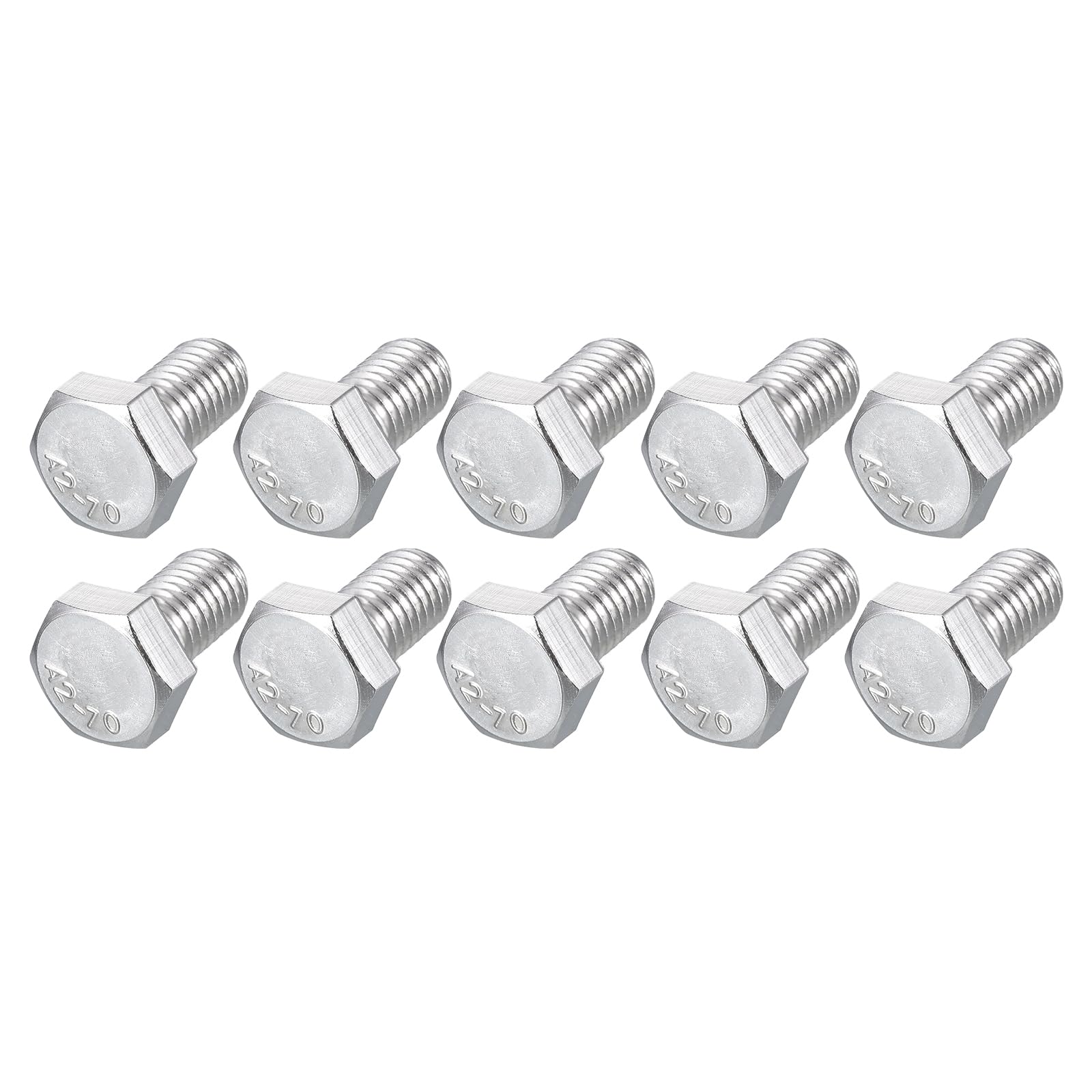 METALLIXITY Hex Bolts (M8-1.25x18mm) 10Pcs, 304 Stainless Steel Coarse Fully Threaded Hex Head Screw Bolt Machine Screws - for Furniture Repair, Silver