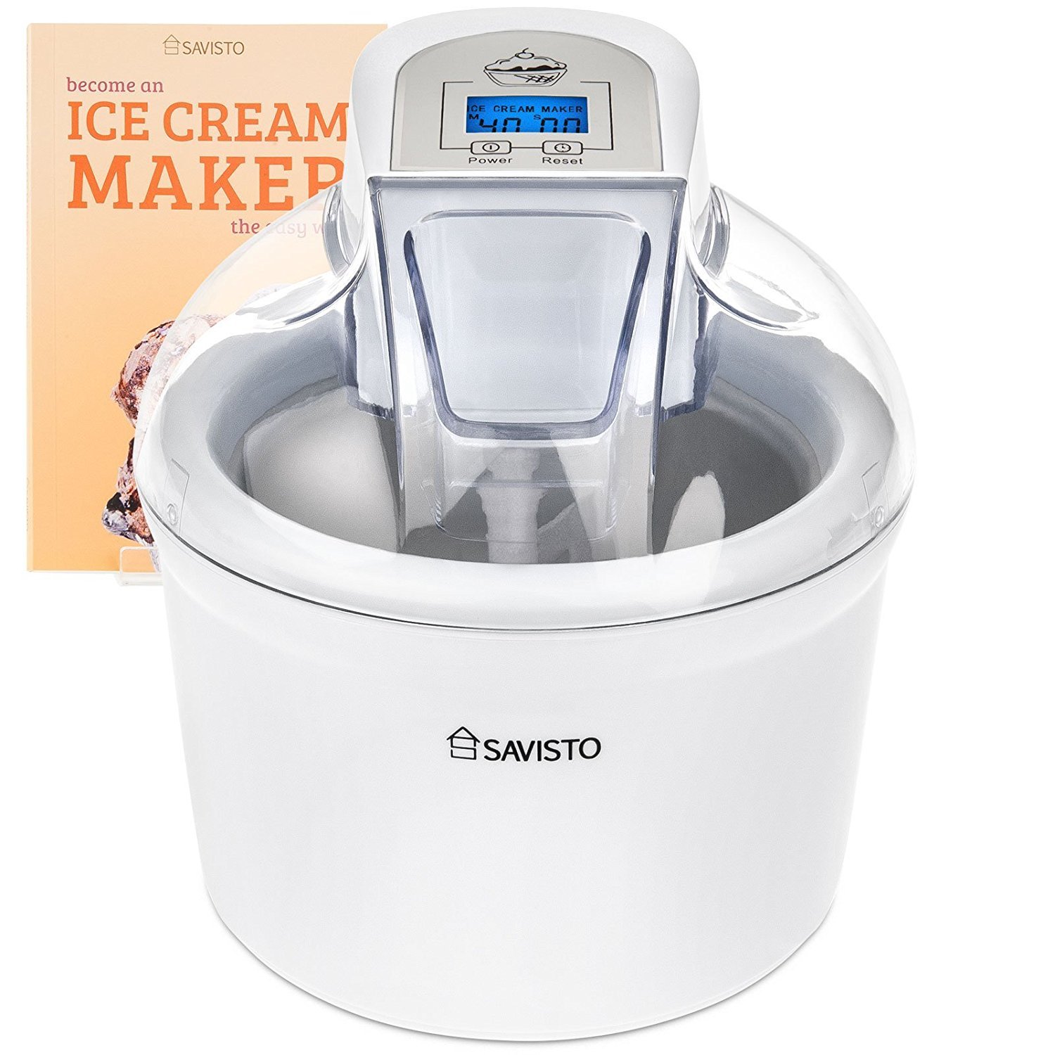 Savisto Ice Cream Maker - [Latest 2016 Digital Technology] Compact 1.5  Litre with Recipe Book - White: Amazon.co.uk: Kitchen & Home
