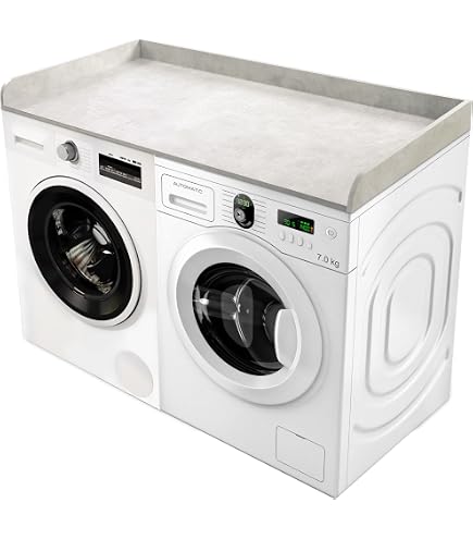 Sareda Washer Dryer Countertop With Shelf - 54" W X 27.5" D Laundry Topper With Edge Rails In Oak Finish