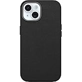 OtterBox iPhone 15 Symmetry Series Cactus Leather for MagSafe - Noir ASH (Black), Snaps to MagSafe, Ultra-Sleek, Raised Edges Protect Camera & Screen