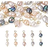 Cheriswelry 30Pcs Natural Freshwater Cultured Pearl Pendants 16-19mm Seashell Pearl Dangle Charms with Loops for DIY Necklaces Bracelets Earrings Jewelry Making Summer Decor